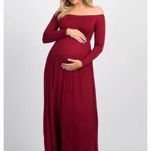 PinkBlush Off Shoulder Maternity Maxi Dress Sz S